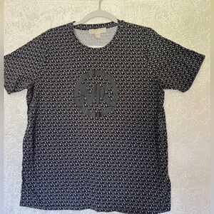 Michael Kors Black and Gray MK Logo Short Sleeve Tee